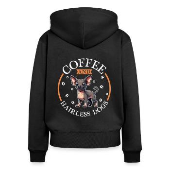 Kaffee und Nackthund - Frauen Premium Bio Zip Hoodie - Schwarz - Hinten - Julia (174cm)