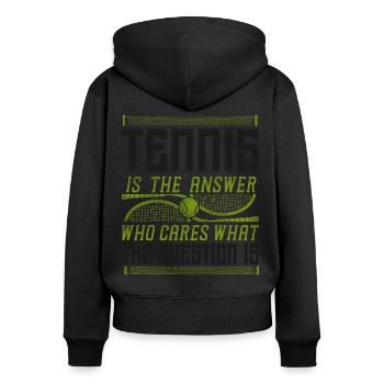 Drôle de joueur de tennis Raquette Tennis - Sweat à capuche zippé Premium bio Femme - noir - Dos - Julia (174cm)