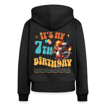 Dragon 7e anniversaire Dragon - Sweat à capuche zippé Premium bio Femme - noir - Dos - Julia (174cm)