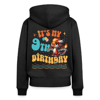 Dragon 9e anniversaire Dragon - Sweat à capuche zippé Premium bio Femme - noir - Dos - Julia (174cm)