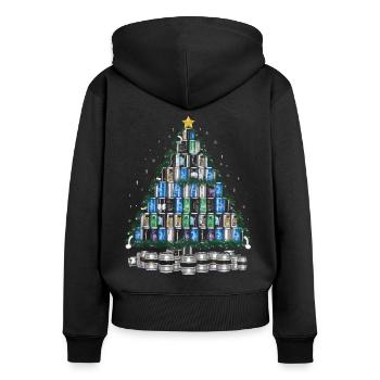 Bier Weihnachten Ugly Christmas Xmas Saufen Trinke - Frauen Premium Bio Zip Hoodie - Schwarz - Hinten - Julia (174cm)
