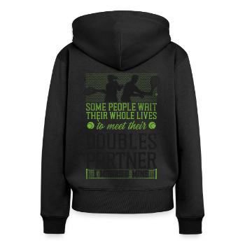 Funny Tennis Player Racket Husband - Women's Premium Organic Zip Hoodie - black - Back - Julia (174cm)