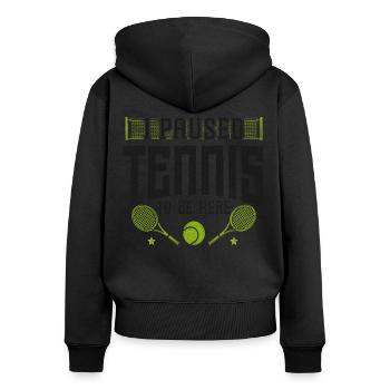 Funny Tennis Player Racket I - Frauen Premium Bio Zip Hoodie - Schwarz - Hinten - Julia (174cm)