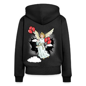 Himmel Engel himmlisch Jenseits Reinkarnation - Frauen Premium Bio Zip Hoodie - Schwarz - Hinten - Julia (174cm)