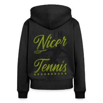 drôle de raquette de joueur de tennis je suis - Sweat à capuche zippé Premium bio Femme - noir - Dos - Julia (174cm)