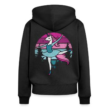 Prima Ballerina Einhorn Reiten I Ballett Fun I Tän - Frauen Premium Bio Zip Hoodie - Schwarz - Hinten - Julia (174cm)