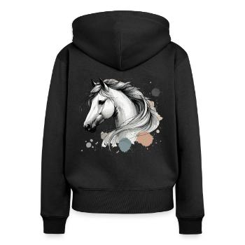cheval, équitation, cavalier, propriétaire de cheval, sport équestre - Sweat à capuche zippé Premium bio Femme - noir - Dos - Julia (174cm)
