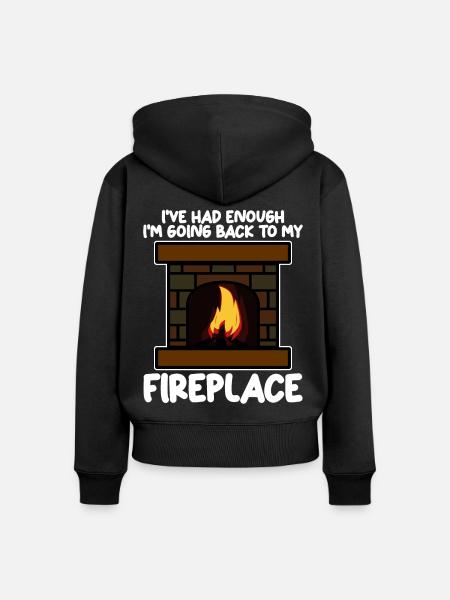 Fireplace Oven Firewood Stove - Frauen Premium Bio Zip Hoodie - Schwarz