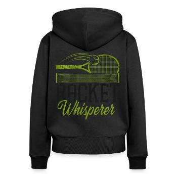 Drôle de joueur de tennis raquette jeu de mots - Sweat à capuche zippé Premium bio Femme - noir - Dos - Julia (174cm)
