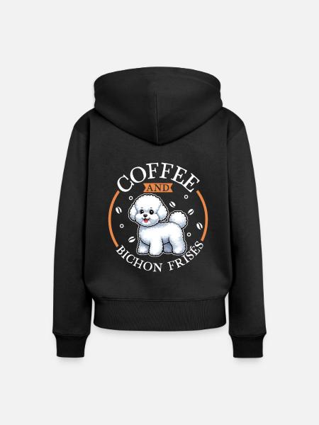 Kaffee und Bichon Frisé - Frauen Premium Bio Zip Hoodie - Schwarz
