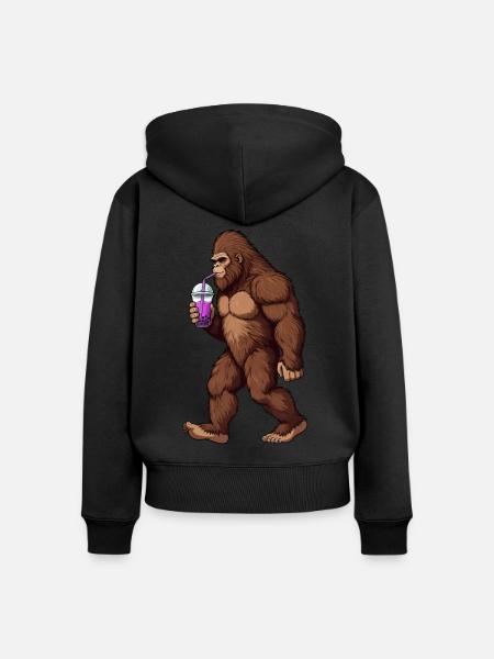 Bigfoot Bubble Tea - Frauen Premium Bio Zip Hoodie - Schwarz