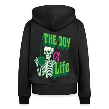 Café La joie de vivre Drôle d’amateur de café - Sweat à capuche zippé Premium bio Femme - noir - Dos - Julia (174cm)