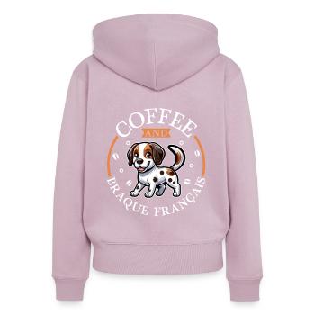 Coffee and Braque Français - Women's Premium Organic Zip Hoodie - dusky pink - Back - Julia (174cm)