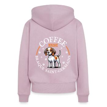 Coffee and Braque Saint-Germain - Women's Premium Organic Zip Hoodie - dusky pink - Back - Julia (174cm)