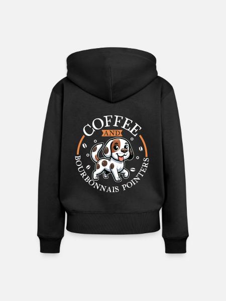 Kaffee und Braque du Bourbonnais - Frauen Premium Bio Zip Hoodie - Schwarz