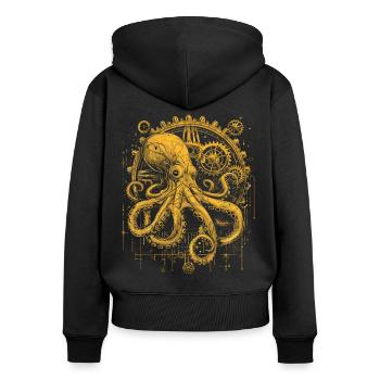 Steam Punk Art Funky Steampunk - Sweat à capuche zippé Premium bio Femme - noir - Dos - Julia (174cm)