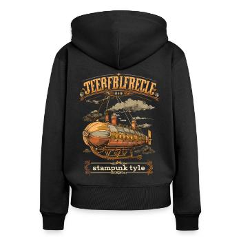 Steam Punk Art Funky Steampunk - Frauen Premium Bio Zip Hoodie - Schwarz - Hinten - Julia (174cm)