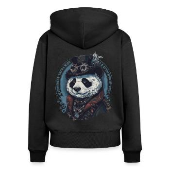 Steam Punk Art Funky Steampunk - Sweat à capuche zippé Premium bio Femme - noir - Dos - Julia (174cm)