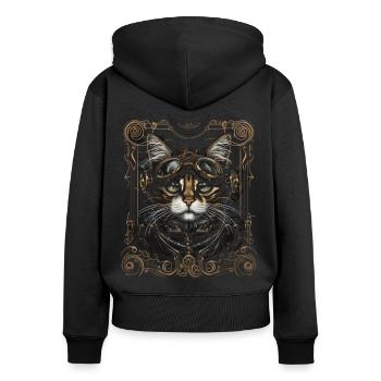 Steam Punk Art Funky Steampunk - Sweat à capuche zippé Premium bio Femme - noir - Dos - Julia (174cm)