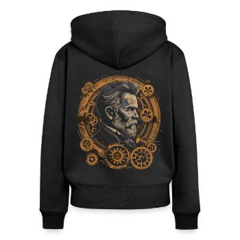 Steam Punk Art Funky Steampunk - Sweat à capuche zippé Premium bio Femme - noir - Dos - Julia (174cm)