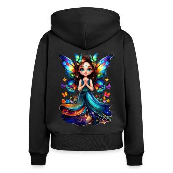 Bezaubernder Schmetterling Fee - Frauen Premium Bio Zip Hoodie - Schwarz - Hinten - Julia (174cm)