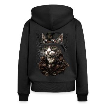 Steam Punk Art Funky Steampunk - Sweat à capuche zippé Premium bio Femme - noir - Dos - Julia (174cm)