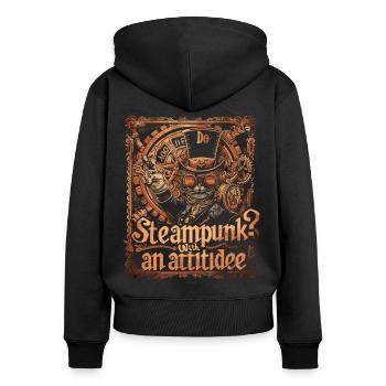Steam Punk Art Funky Steampunk - Sweat à capuche zippé Premium bio Femme - noir - Dos - Julia (174cm)