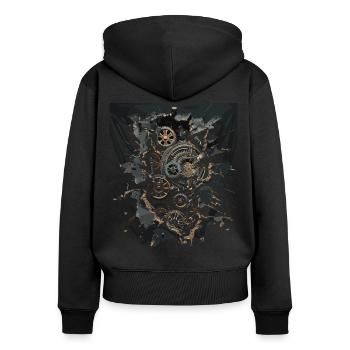 Steam Punk Art Funky Steampunk - Sweat à capuche zippé Premium bio Femme - noir - Dos - Julia (174cm)