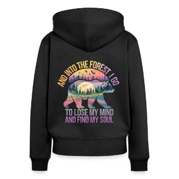 Conservation de la nature, Forêt, Âme, Détente, Temps libre - Sweat à capuche zippé Premium bio Femme - noir - Dos - Julia (174cm)