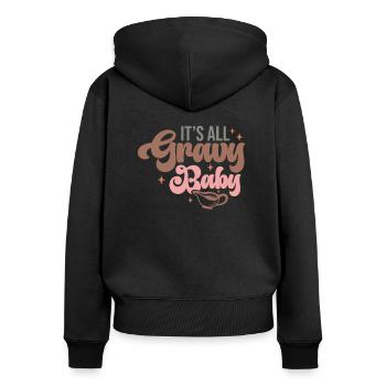 Alles läuft glatt Baby Thanksgiving Design - Frauen Premium Bio Zip Hoodie - Schwarz - Hinten - Julia (174cm)