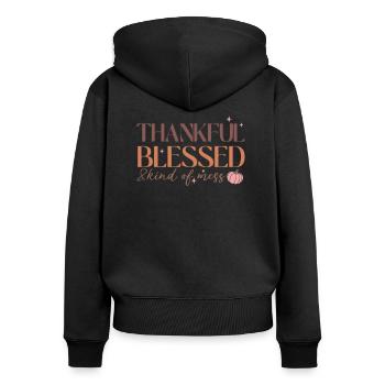 Family Grateful & a Bit Chaotic - Women's Premium Organic Zip Hoodie - black - Back - Julia (174cm)