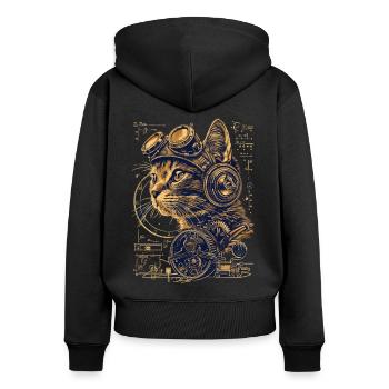 Steam Punk Art Funky Steampunk - Sweat à capuche zippé Premium bio Femme - noir - Dos - Julia (174cm)