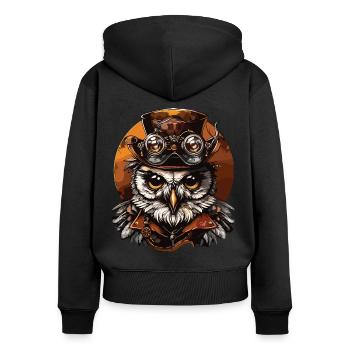 Steam Punk Art Funky Steampunk - Sweat à capuche zippé Premium bio Femme - noir - Dos - Julia (174cm)