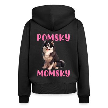 Pomsky Momsky dog - Frauen Premium Bio Zip Hoodie - Schwarz - Hinten - Julia (174cm)