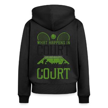 Drôle de joueur de tennis Raquette Tennis - Sweat à capuche zippé Premium bio Femme - noir - Dos - Julia (174cm)