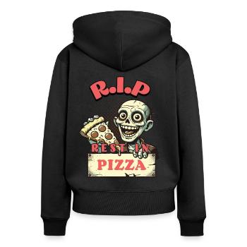 Rest In Pizza Lustiger Pizzaliebhaber Spruch - Frauen Premium Bio Zip Hoodie - Schwarz - Hinten - Julia (174cm)