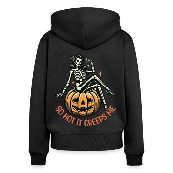 tellement chaud que ça me fait peur Lustiger Halloween Spruch - Sweat à capuche zippé Premium bio Femme - noir - Dos - Julia (174cm)