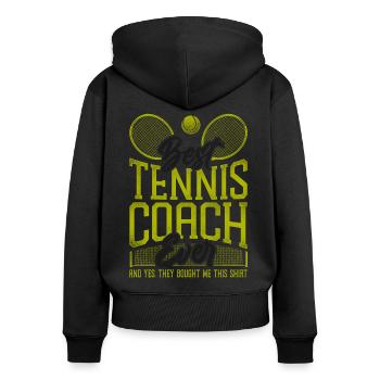 Funny Tennis Player Racket Coach - Women's Premium Organic Zip Hoodie - black - Back - Julia (174cm)