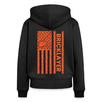 Bricklayer American Flag, brickmason brick masonry - Frauen Premium Bio Zip Hoodie - Schwarz - Hinten - Julia (174cm)