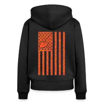 Bricklayer American Flag, brickmason brick masonry - Frauen Premium Bio Zip Hoodie - Schwarz - Hinten - Julia (174cm)