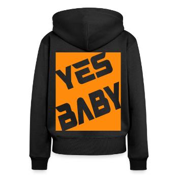 Yes Baby - Frauen Premium Bio Zip Hoodie - Schwarz - Hinten - Julia (174cm)