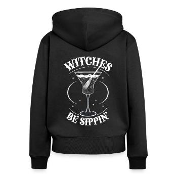 Halloween Women Witches Alcohol Girls Night Out Funny - Women's Premium Organic Zip Hoodie - black - Back - Julia (174cm)