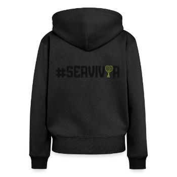 Funny Tennis Player Racket - Frauen Premium Bio Zip Hoodie - Schwarz - Hinten - Julia (174cm)