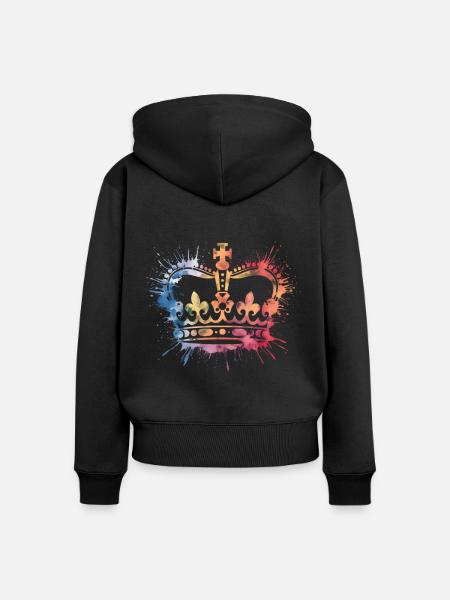 Krone verschiedene Farben - Frauen Premium Bio Zip Hoodie - Schwarz