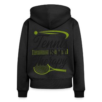 Drôle de joueur de tennis Raquette Tennis - Sweat à capuche zippé Premium bio Femme - noir - Dos - Julia (174cm)