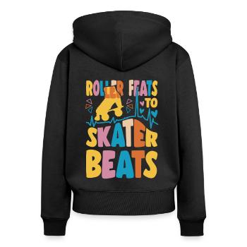 Rollerskater Party Feats To Skater Beats Gift Idea - Frauen Premium Bio Zip Hoodie - Schwarz - Hinten - Julia (174cm)
