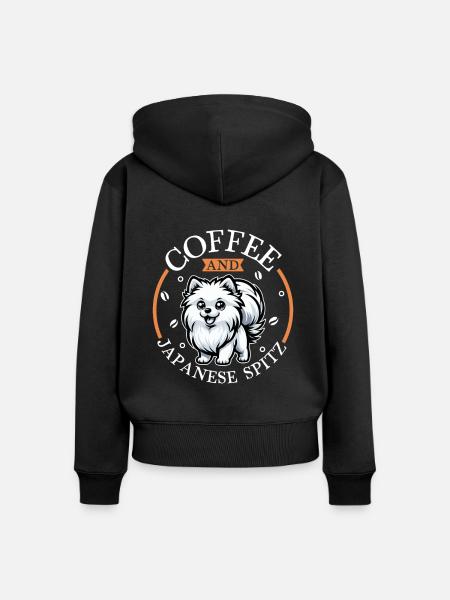 Kaffee und Japan-Spitz - Frauen Premium Bio Zip Hoodie - Schwarz