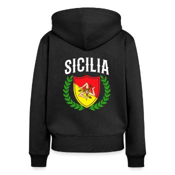 Sicilia Italia, sicilian - Frauen Premium Bio Zip Hoodie - Schwarz - Hinten - Julia (174cm)
