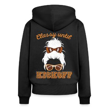 American Football Spieler Footballer Spiel schauen - Frauen Premium Bio Zip Hoodie - Schwarz - Hinten - Julia (174cm)