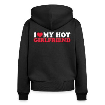 Petite amie Petite amie Relation Couple Amour Couple - Sweat à capuche zippé Premium bio Femme - noir - Dos - Julia (174cm)